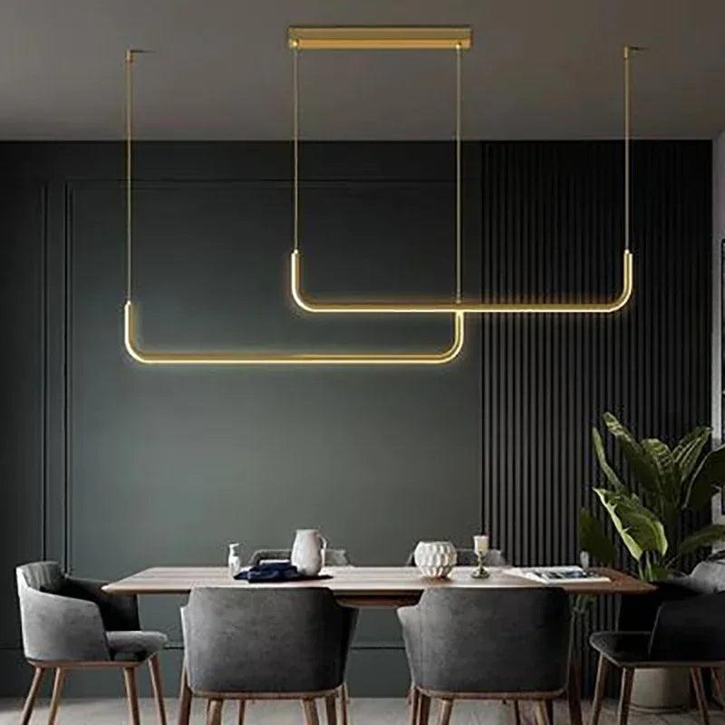 Modern LED Strip Chandelier Light Restaurant Kitchen Decor Ceiling Gold Hanging Pendants Living Room Lighting Indoor Lamp Lustre - Buy Cheaply Furniture