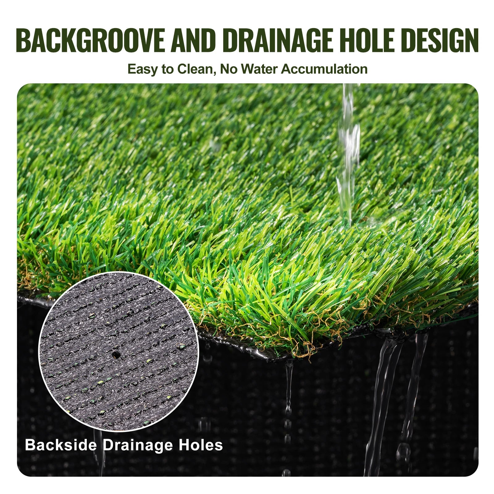 VEVOR Artifical Grass Rug Green Turf 1.38/1.57" Fake Door Mat Outdoor Patio Lawn Decoration Easy to Clean with Drainage Holes - Buy Cheaply Furniture