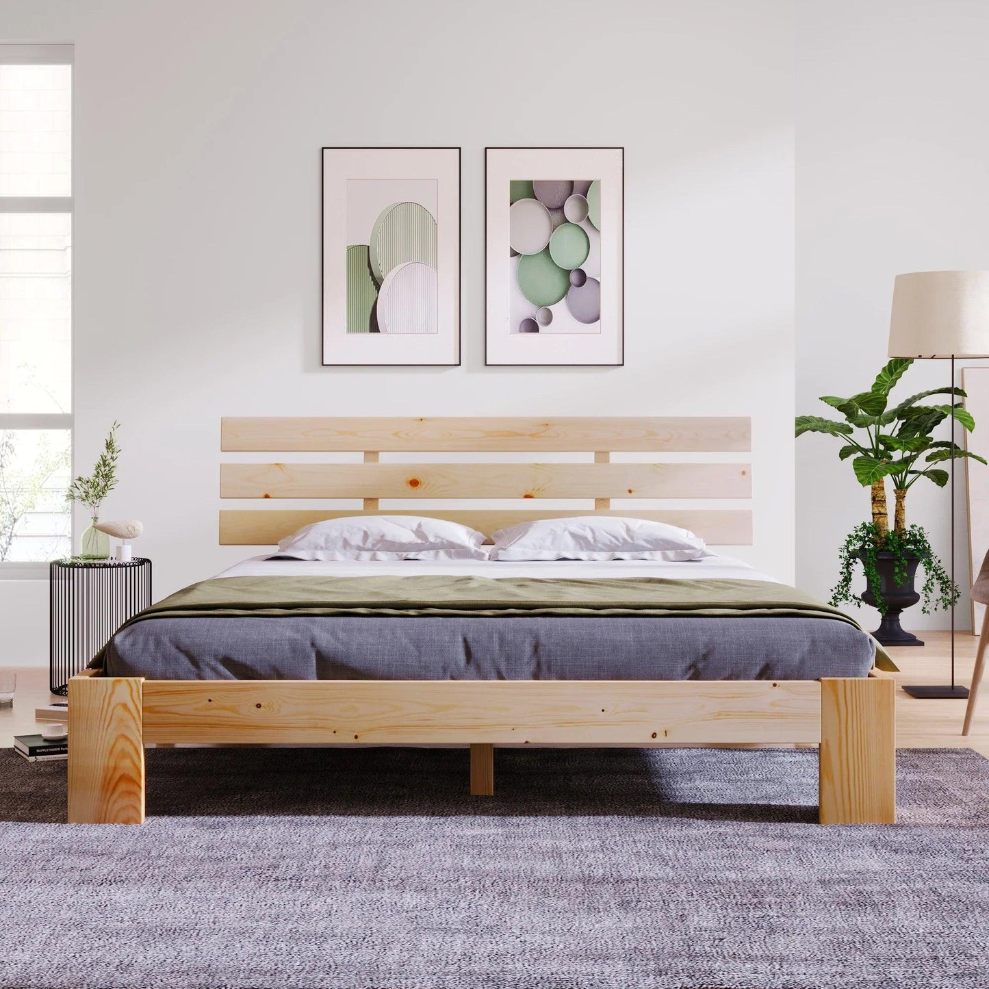 Double Bed with Headboard with Slatted Frame 200X140cm - Buy Cheaply Furniture