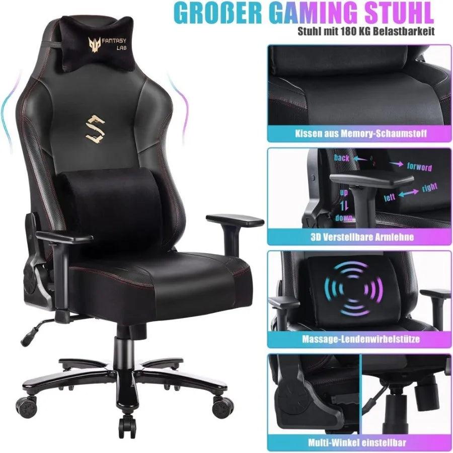 Gaming Stuhl mit Massagefunktion Racing Gamer Stuhl mit Massage Lendenwirbelstütze Gaming Sessel 180KG Belastbarkeit 55 - Buy Cheaply Furniture