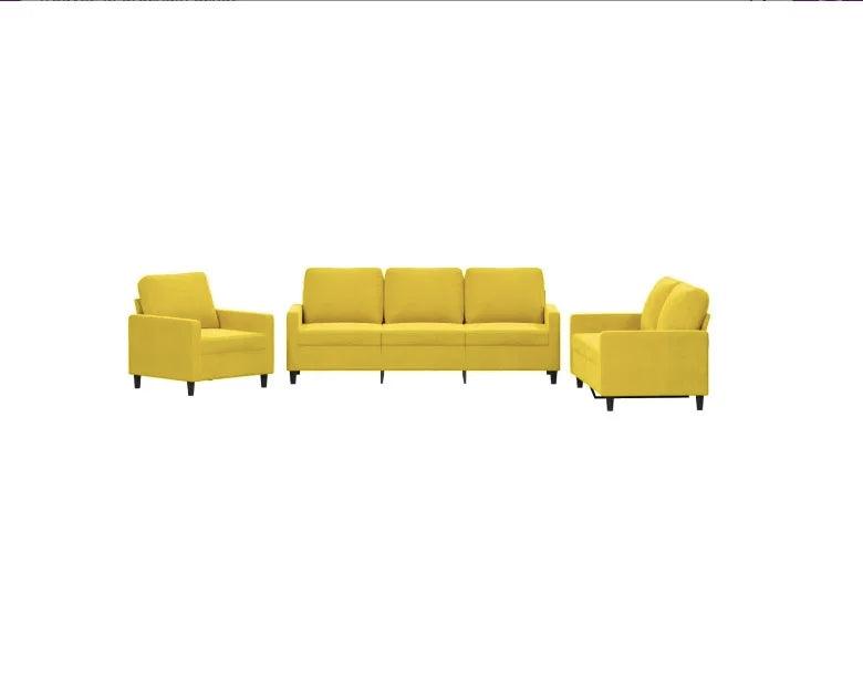 3-piece sofa set with yellow velvet cushion - Buy Cheaply Furniture