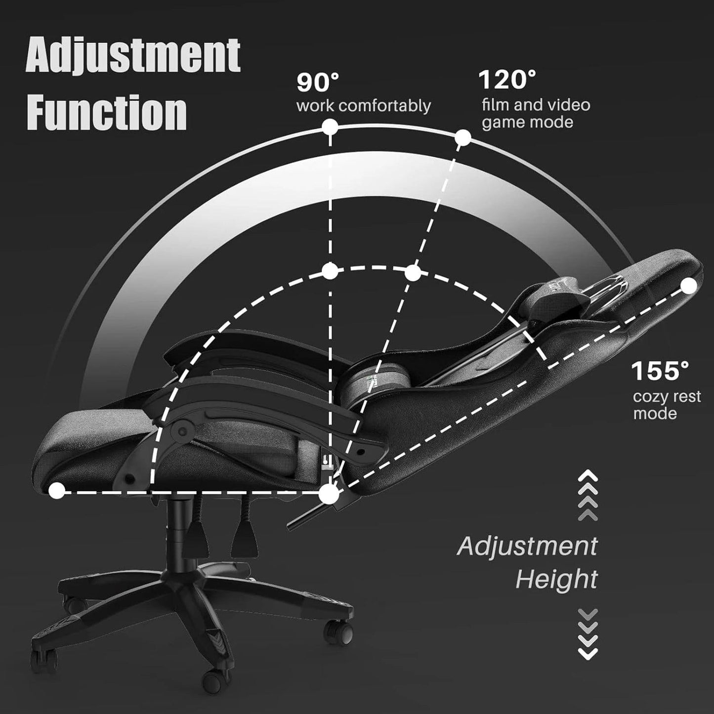 Bigzzia Ergonomic Gaming Chair Gamer Chairs with Lumbar Cushion Headrest, Height-Adjustable Computer Office Chair for Home - Buy Cheaply Furniture