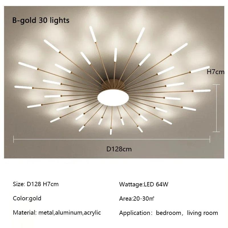 Modern Firework Led Chandeliers Lighting Lamp Home Decor Living Room Ceiling Lights Luminaria Bedroom Black Gold Spiral Lamparas - Buy Cheaply Furniture