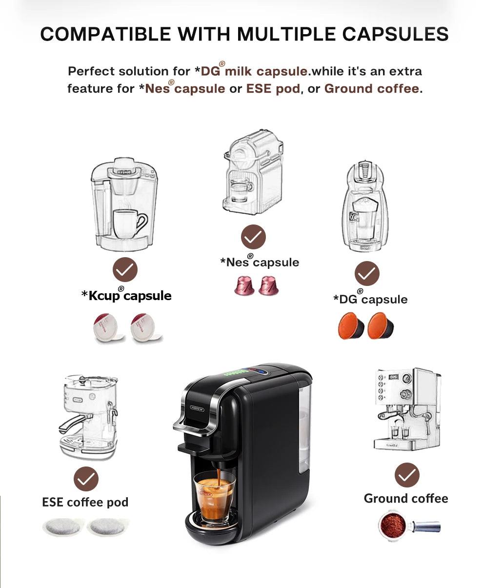 HiBREW Multiple Capsule Coffee Machine, Hot/Cold Dolce Gusto Milk Nespresso Capsule ESE Pod Ground Coffee Cafeteria 19Bar 5 in 1 - Buy Cheaply Furniture