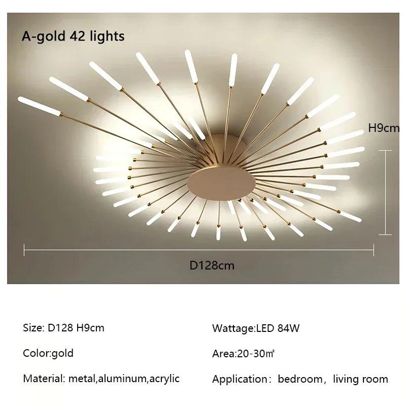 Modern Firework Led Chandeliers Lighting Lamp Home Decor Living Room Ceiling Lights Luminaria Bedroom Black Gold Spiral Lamparas - Buy Cheaply Furniture