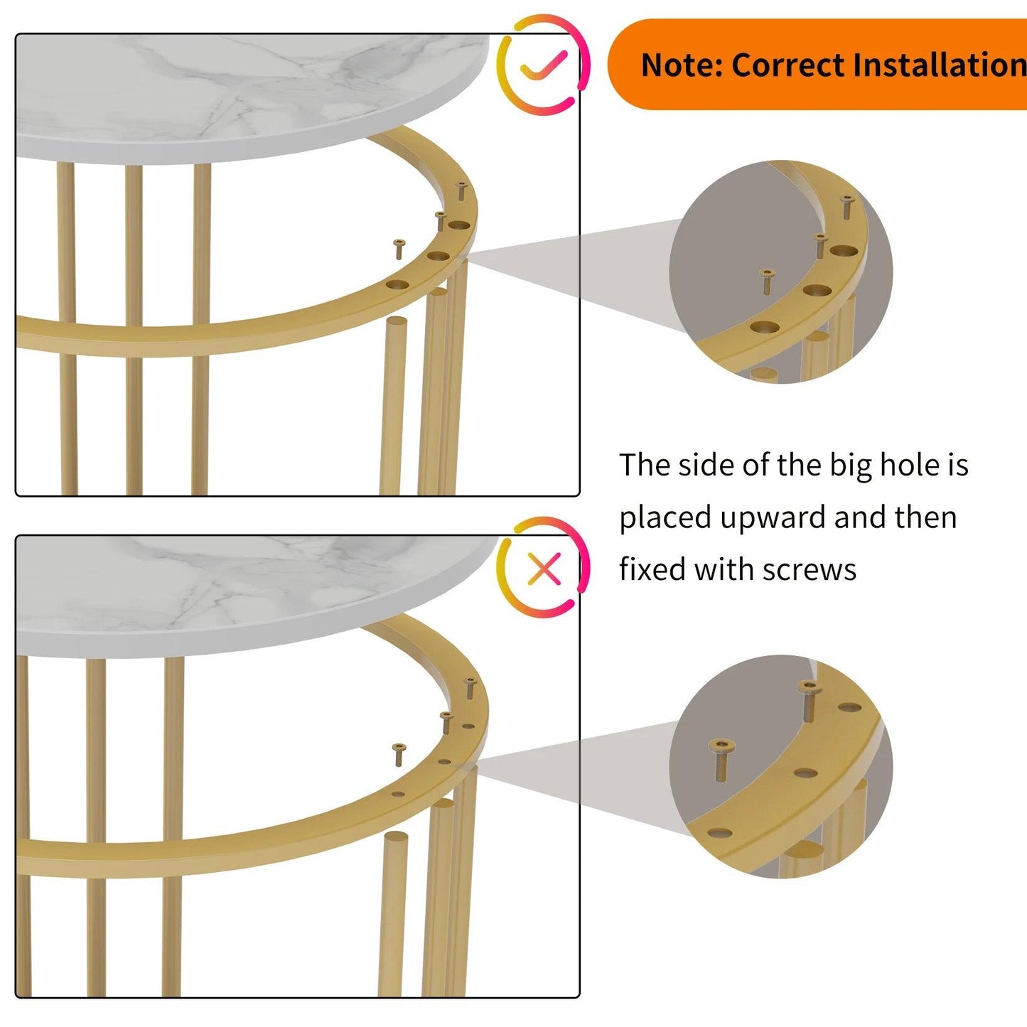 Round Marble Coffee Table Sofa Side Table Living Room Home Furniture Metal Frame 3 Colors - Buy Cheaply Furniture