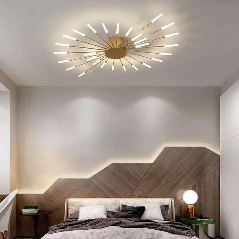 Modern Firework Led Chandeliers Lighting Lamp Home Decor Living Room Ceiling Lights Luminaria Bedroom Black Gold Spiral Lamparas - Buy Cheaply Furniture