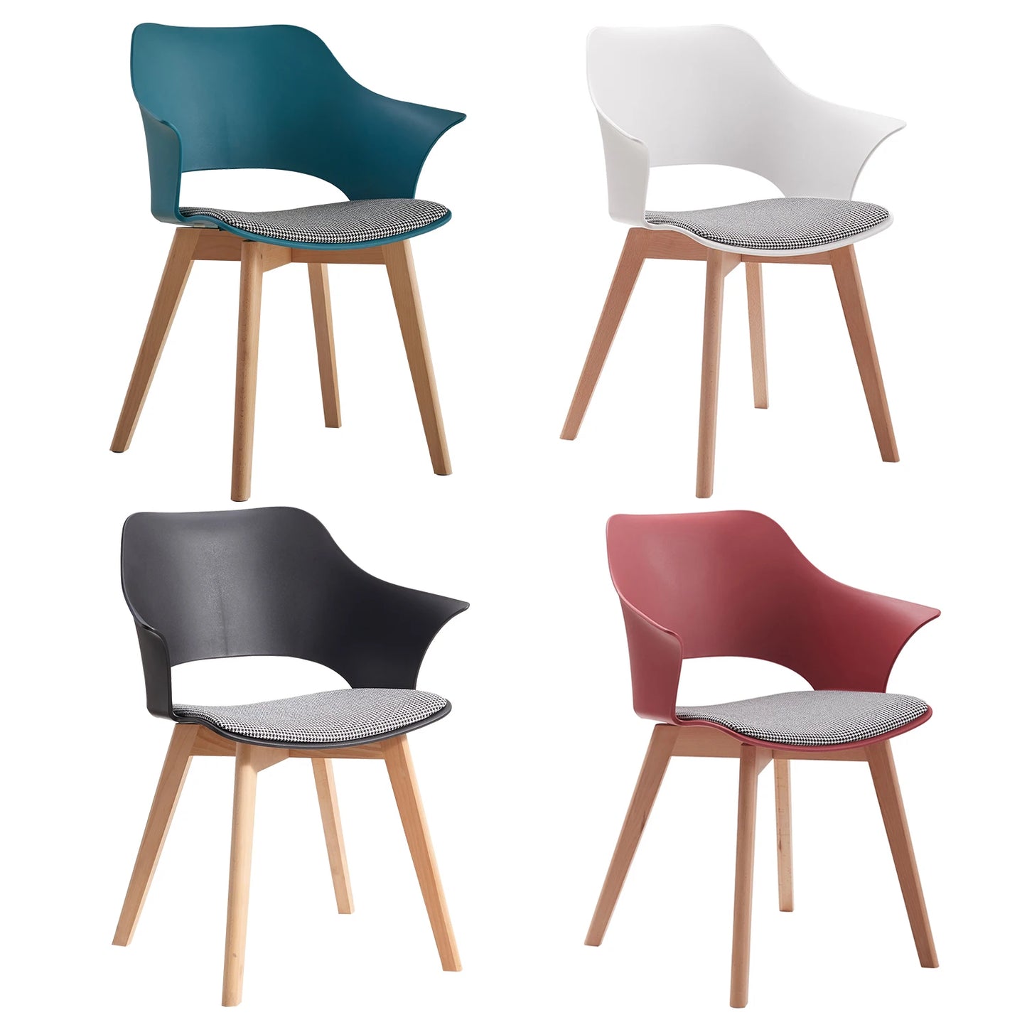 4Pcs Modern Dining Chair Luxury Chairs Inspired Solid Wood Padded Seat with Cushion Retro Style Kitchen Chair for Dining Room - Buy Cheaply Furniture