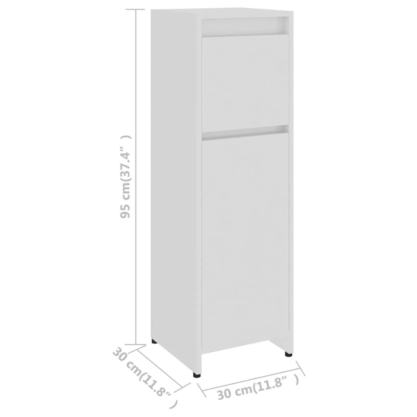 Bathroom Cabinet Slim Bathroom Organizers and Storage Cabinet with Doors for Home High Gloss White 30x30x95 cm Engineered Wood - Buy Cheaply Furniture