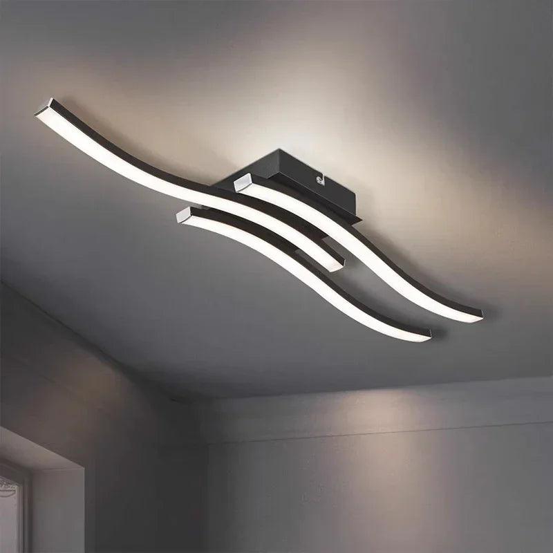 LED Ceiling Light Black Wave Ceiling Light Modern Multihead Long Corridor Living Room Balcony Bedroom Home Decor Lighting Lustre - Buy Cheaply Furniture