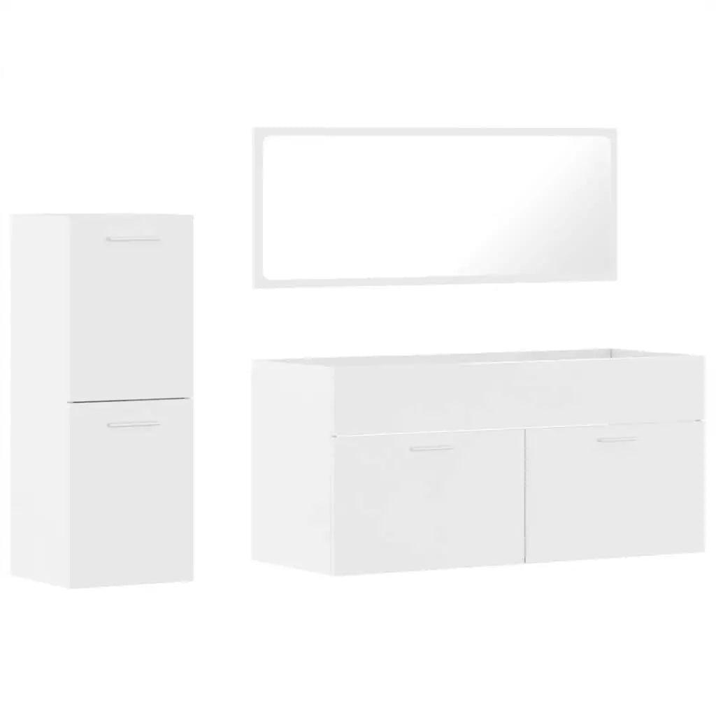 3-Piece High Gloss White Bathroom Furniture Set - Durable MDF Material - Buy Cheaply Furniture