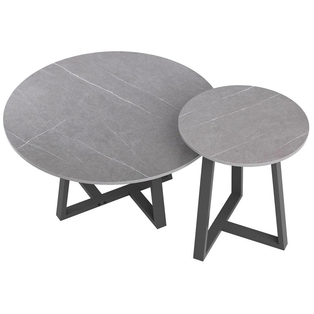 Round Modern Marble Nesting Coffee Set of 2, Stacking Living Room Accent Tables Furniture Sintered Stone Tabletop End Table - Buy Cheaply Furniture