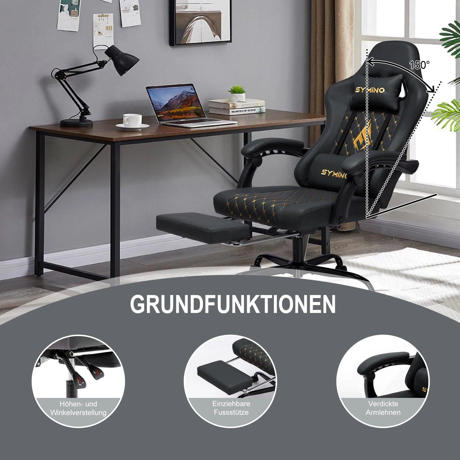 Symino Gaming Chair in Racing Style, Office Chair with Footrest &Adjustable Armrests, 200 kg Load Capacity - Buy Cheaply Furniture