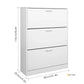 Getone Shoe Cabinet with 3 Doors, Shoe Storage Cupboard, White Shoe Rack Space Saving for Hallway 110x80x23.5cm - Buy Cheaply Furniture