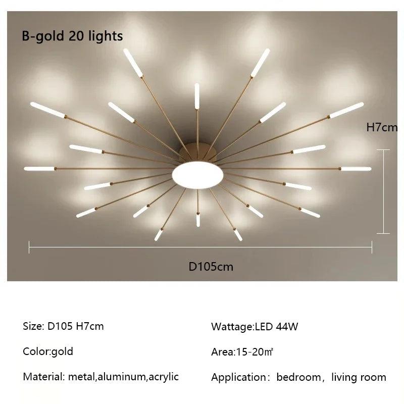 Modern Firework Led Chandeliers Lighting Lamp Home Decor Living Room Ceiling Lights Luminaria Bedroom Black Gold Spiral Lamparas - Buy Cheaply Furniture