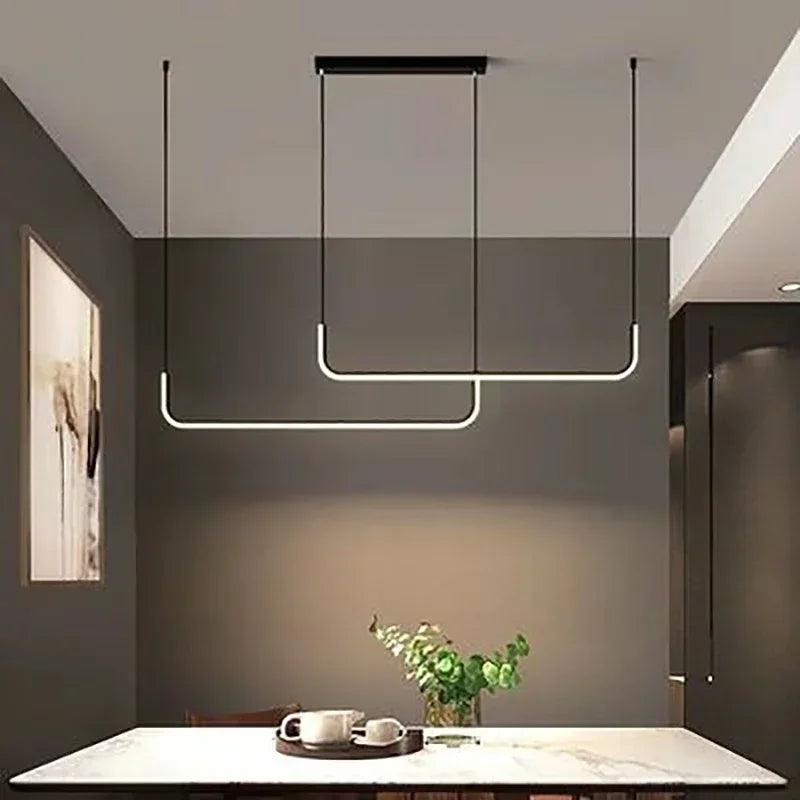 Modern LED Strip Chandelier Light Restaurant Kitchen Decor Ceiling Gold Hanging Pendants Living Room Lighting Indoor Lamp Lustre - Buy Cheaply Furniture