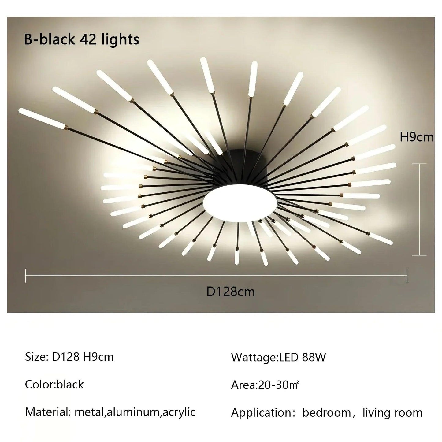 Modern Firework Led Chandeliers Lighting Lamp Home Decor Living Room Ceiling Lights Luminaria Bedroom Black Gold Spiral Lamparas - Buy Cheaply Furniture