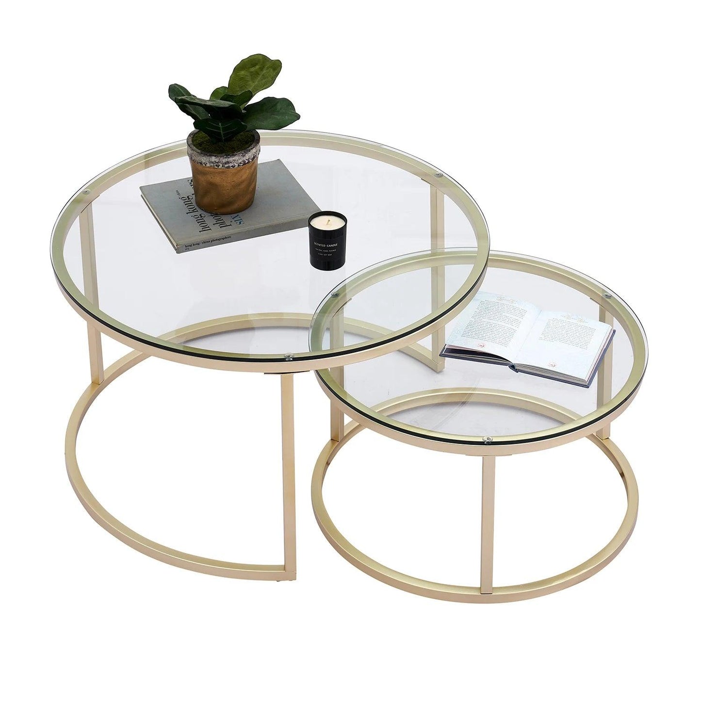 2 in 1 Iron Coffee Table Fashion Small Apartment Living Room Coffee Table Tempered Glass Round Sofa Side Coffee Table - Buy Cheaply Furniture