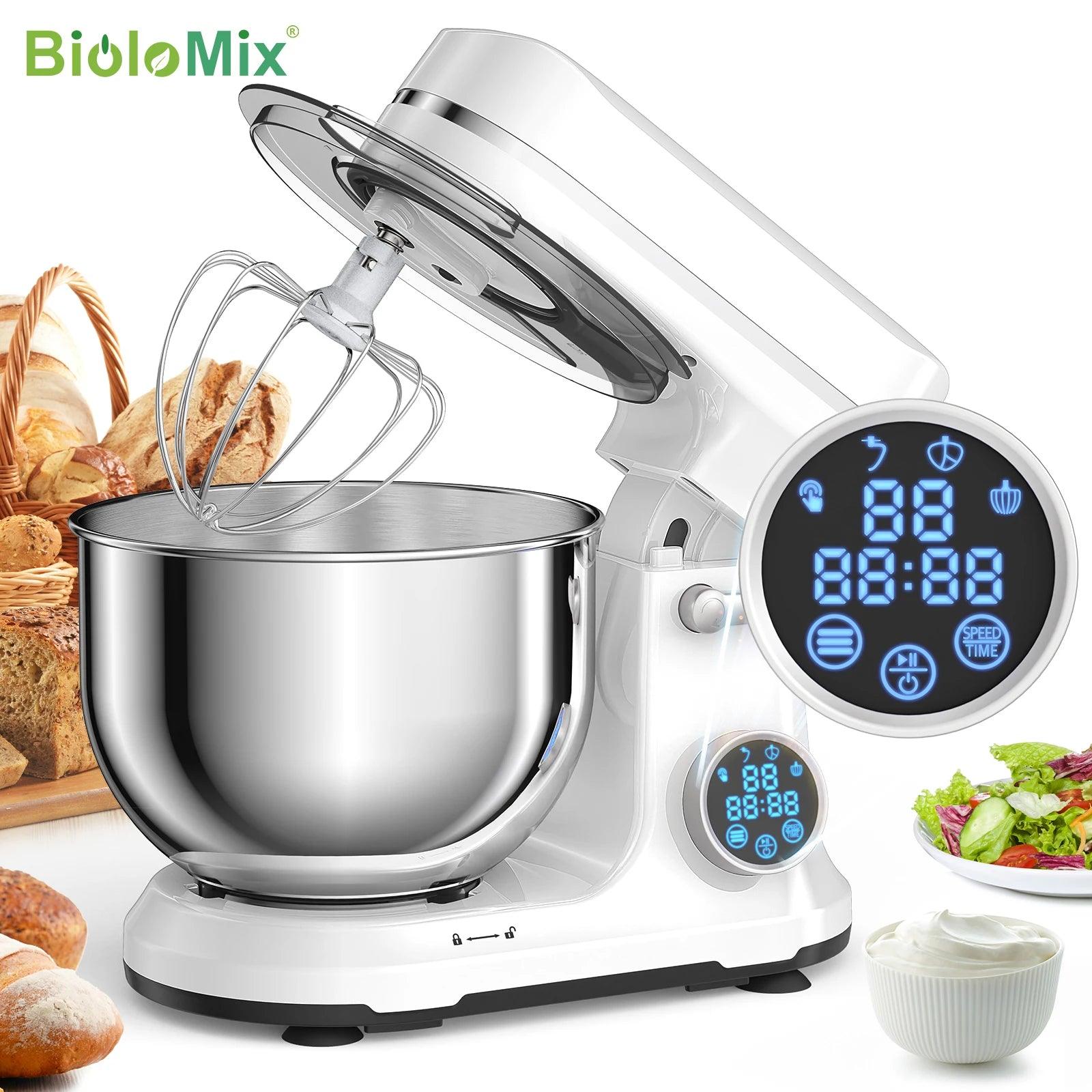 BioloMix Kitchen Food Stand Mixer, 1200W 11-Speeds DC Motor, Digital OLED Screen, Electric Food Mixer with Dough Hook, Whisk - Buy Cheaply Furniture