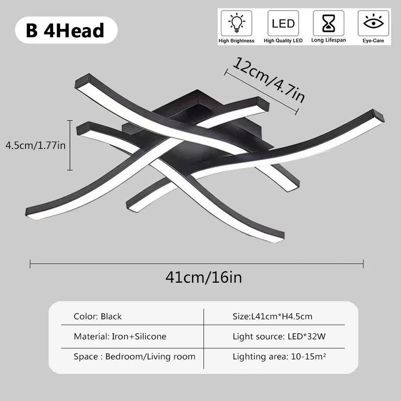 LED Ceiling Light Black Wave Ceiling Light Modern Multihead Long Corridor Living Room Balcony Bedroom Home Decor Lighting Lustre - Buy Cheaply Furniture