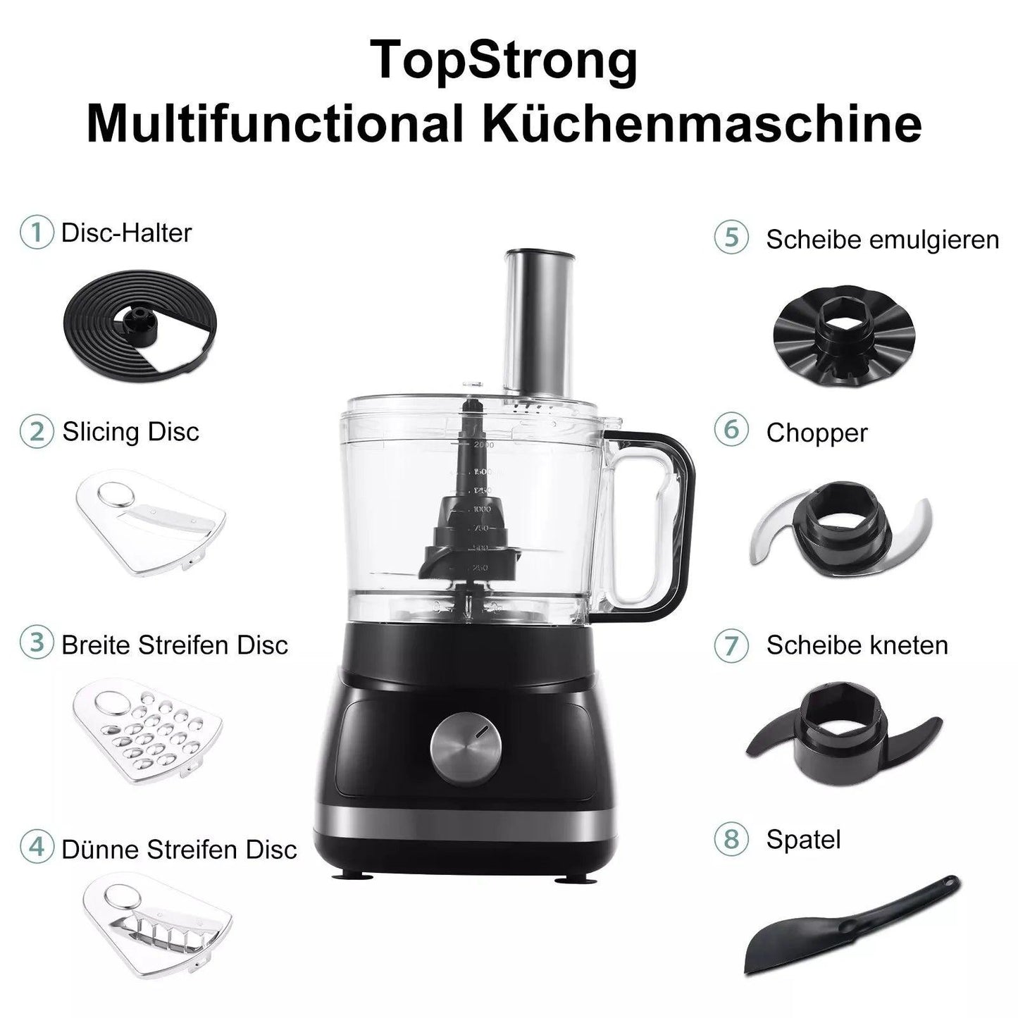 Topstrong 800W 8-in-1 Meat Grinder 3 speeds Kitchen Food Processor EUFP421 - Buy Cheaply Furniture