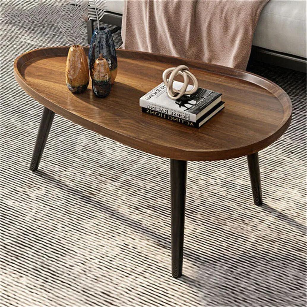 LUVODI Irregular Living Room Coffee Table Set Small Drop-shaped Solid Wooden Sofa Side End Table 2-in1 with Triangle Legs - Buy Cheaply Furniture