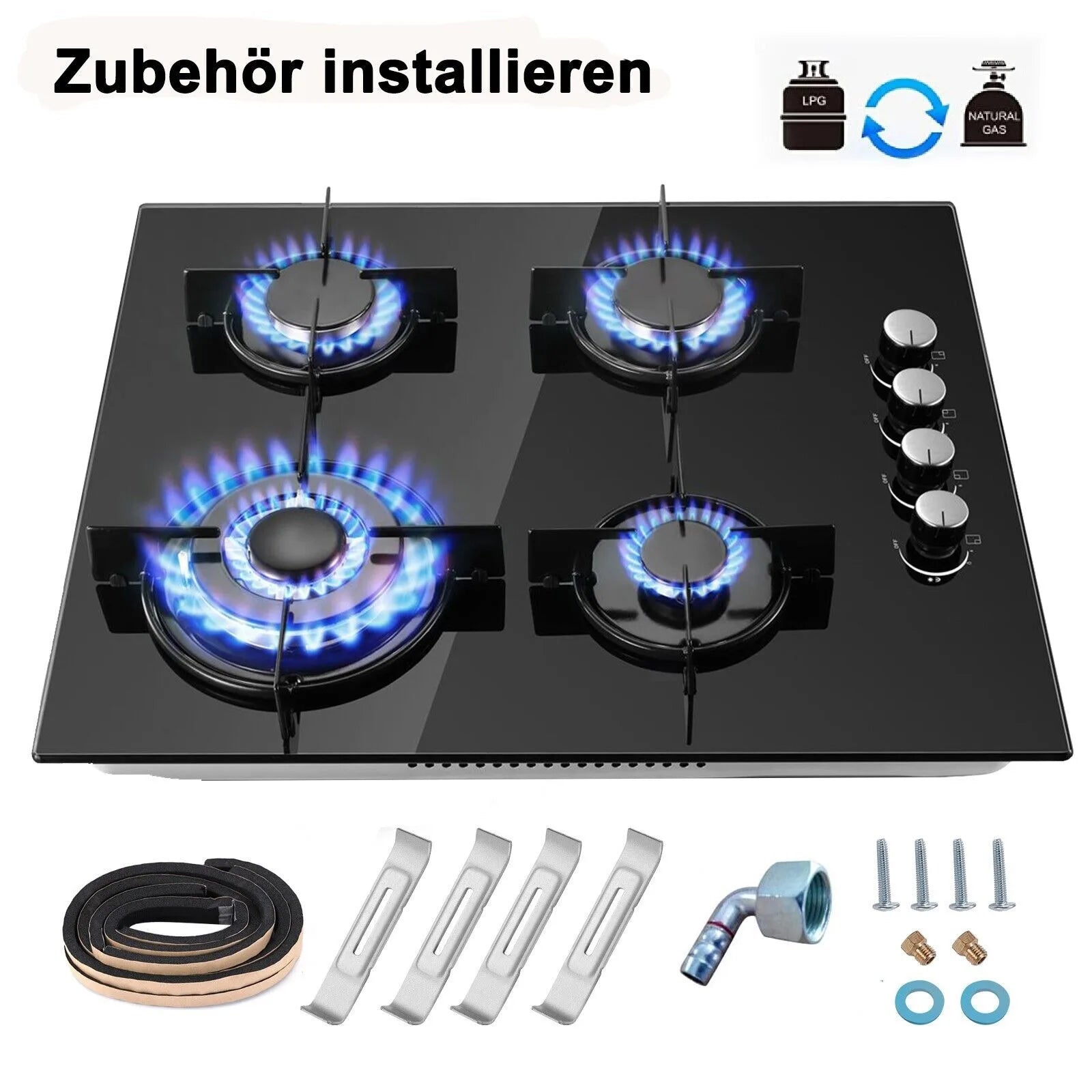 TopStrong 4 burner 60cm glass ceramic built-in stove natural gas propane gas hob - Buy Cheaply Furniture