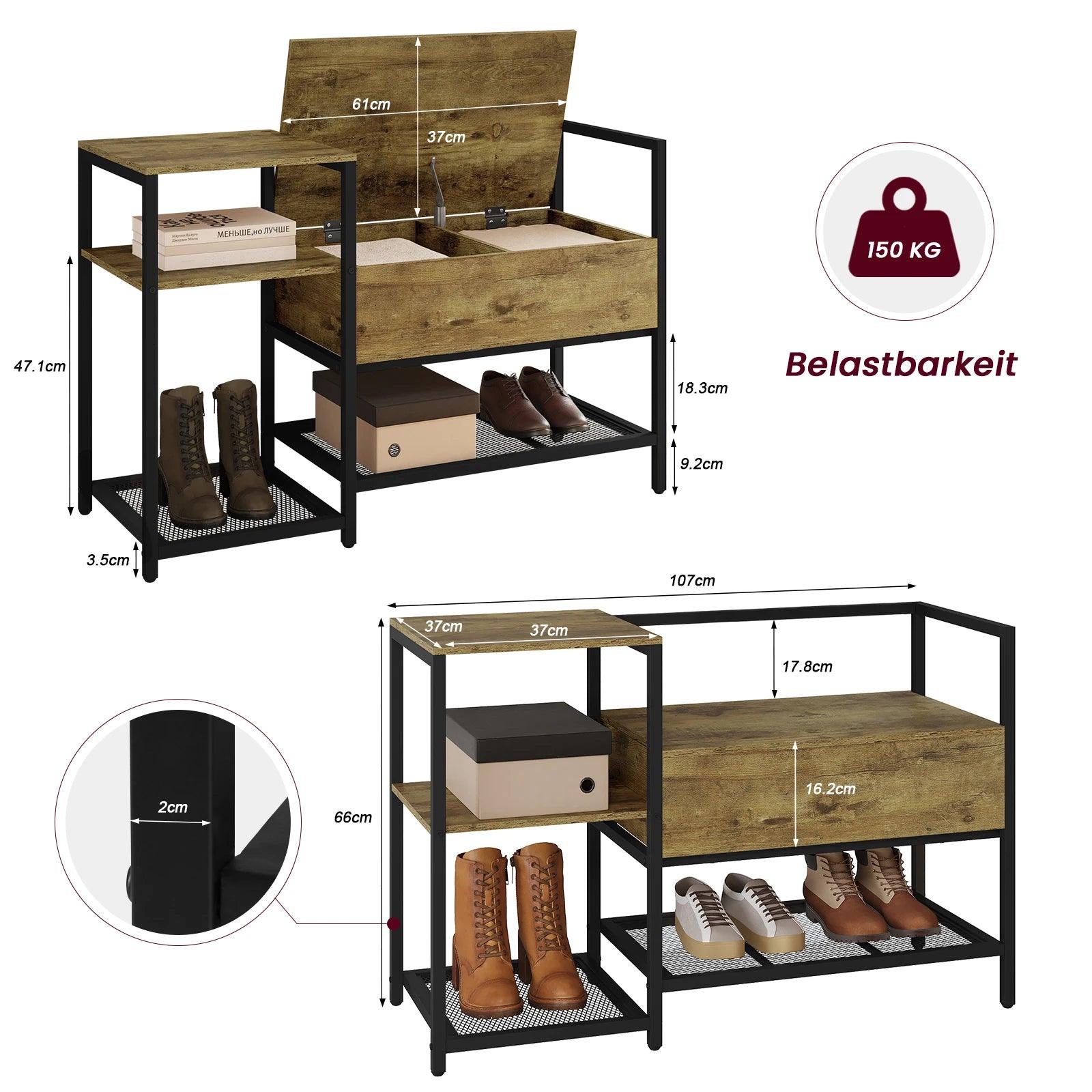 Home Storage 107x66x37cm Shoe Cabinet with Bench Hinged Lid for Hallway Entrance Corridor Living Room - Buy Cheaply Furniture