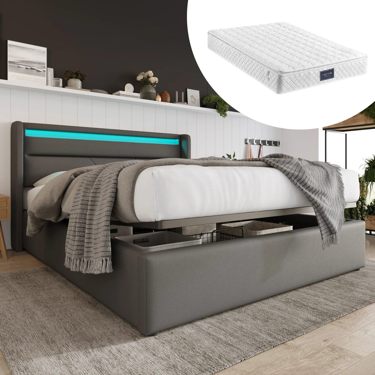 Double Bed With LED Lighting - Buy Cheaply Furniture