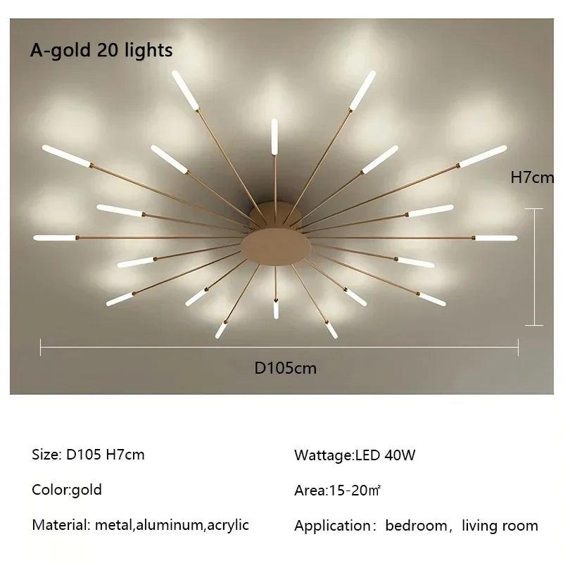 Modern Firework Led Chandeliers Lighting Lamp Home Decor Living Room Ceiling Lights Luminaria Bedroom Black Gold Spiral Lamparas - Buy Cheaply Furniture