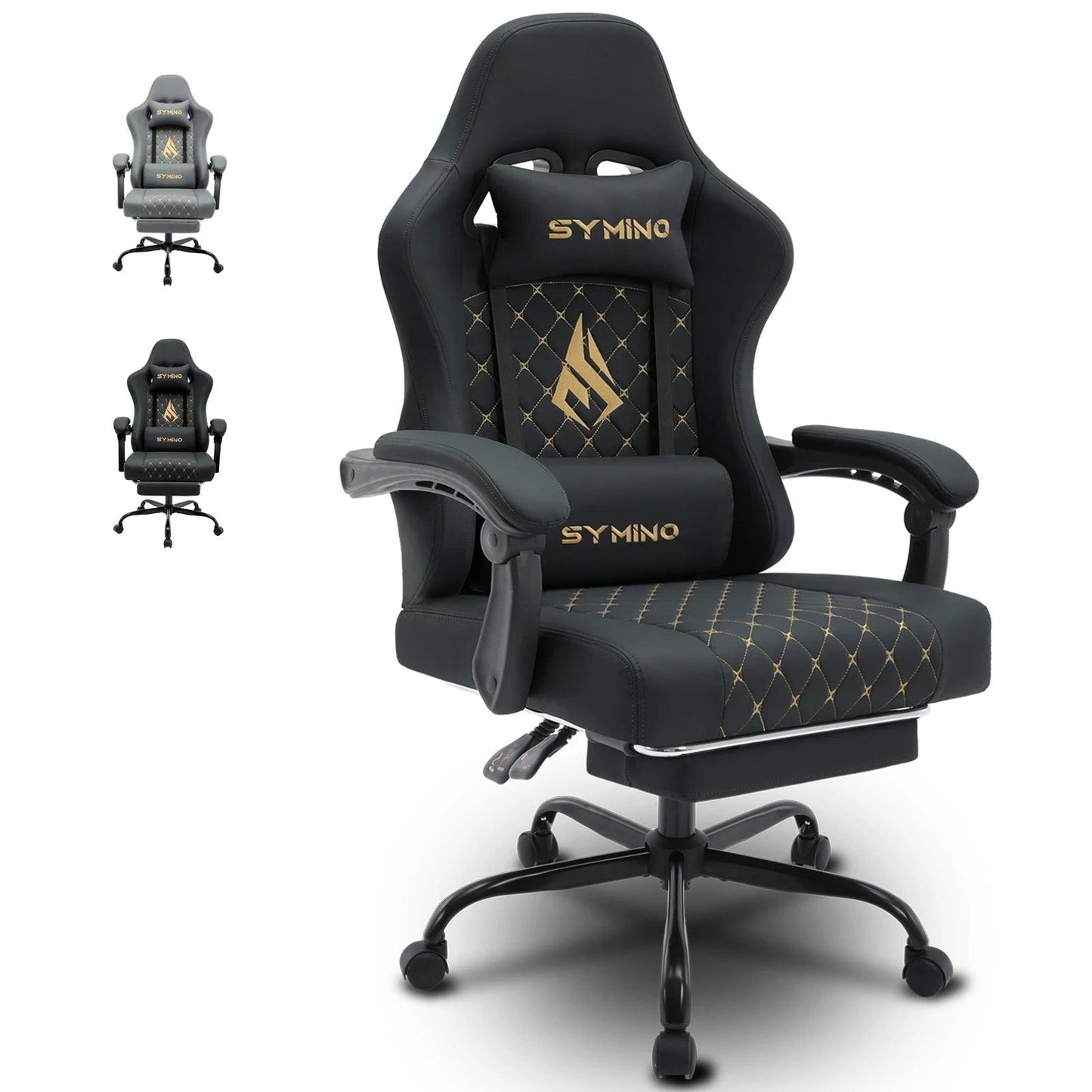 Symino Gaming Chair in Racing Style, Office Chair with Footrest &Adjustable Armrests, 200 kg Load Capacity - Buy Cheaply Furniture