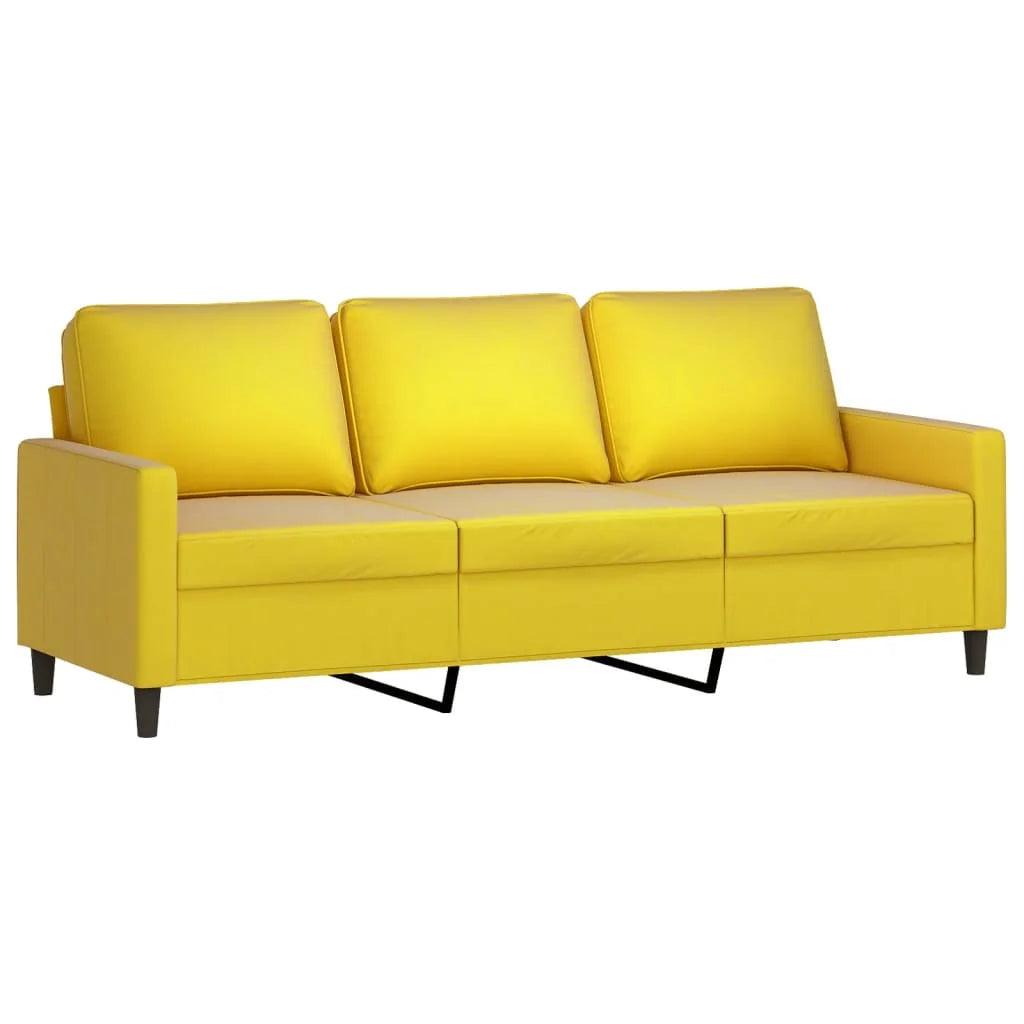 3-piece sofa set with yellow velvet cushion - Buy Cheaply Furniture