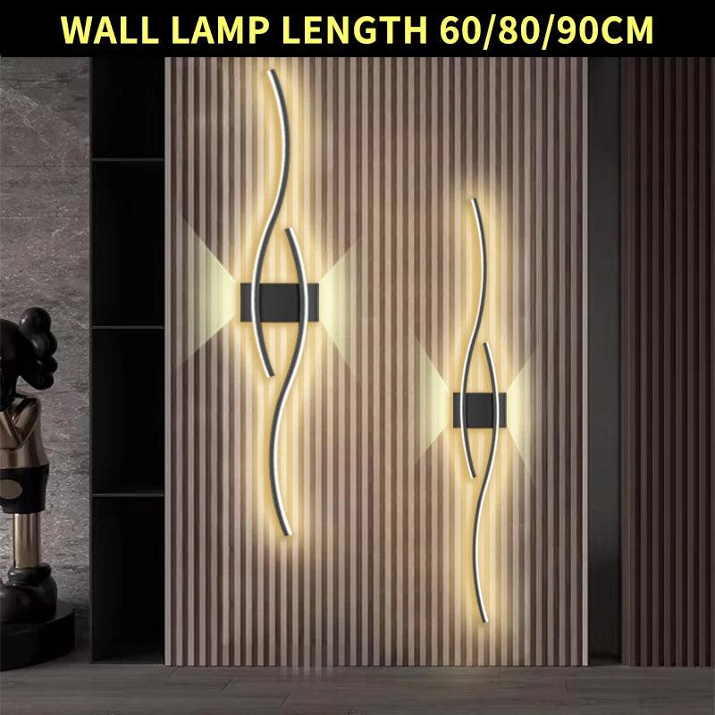 Modern LED Strip Wall Lamp Double Curve Remote Control Light Bedside Decor Black Gold Wall Sconces Living Room Bedroom Led Fixtu - Buy Cheaply Furniture