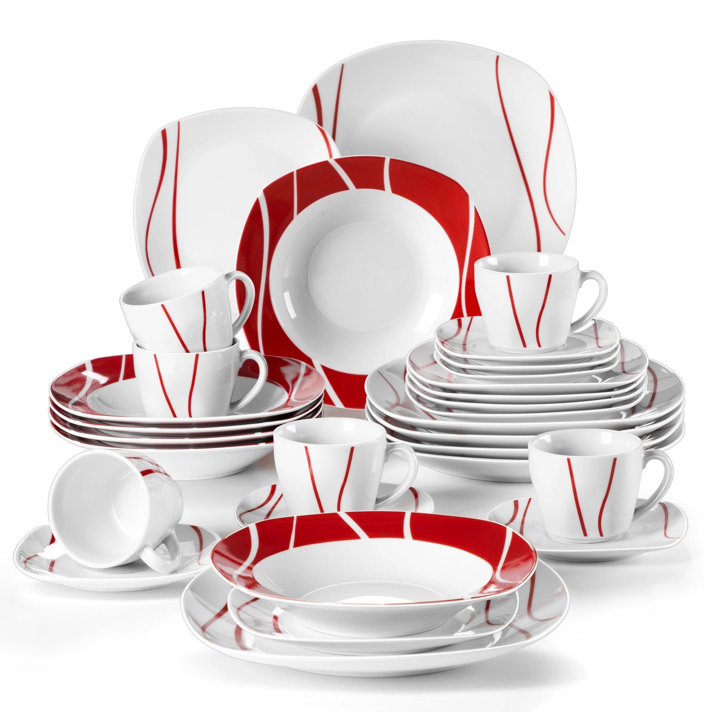 MALACASA FELISA 18/20/30/36/60 Piece White Porcelain Dinner Set with Cup,Saucer Dessert Soup Dinner Plate Tableware Set - Buy Cheaply Furniture