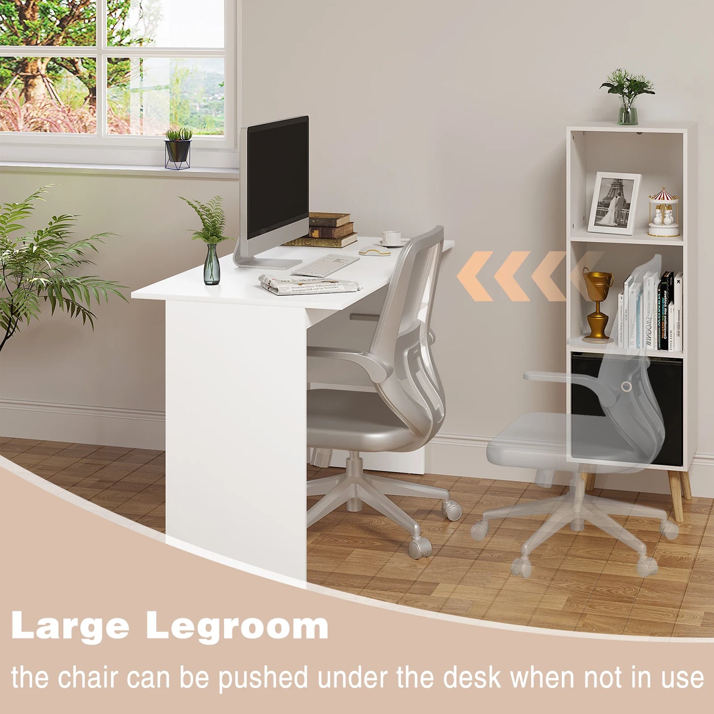 Black/White Chipboard Office Desk with Lock & 3 Drawers for Study