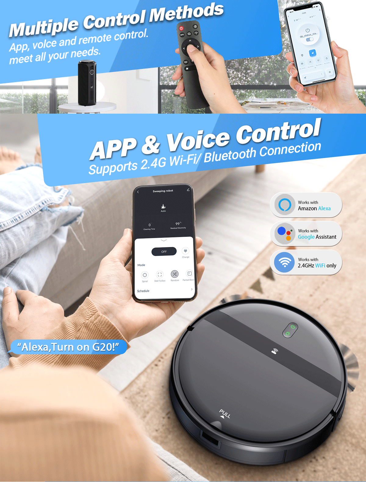 GOOVI G20 Robot Vacuum Cleaner 6000Pa Strong Suction 2500mAh Battery 3in1 Mopping Sweeping Suction Smart Home Support Wifi/alexa - Buy Cheaply Furniture