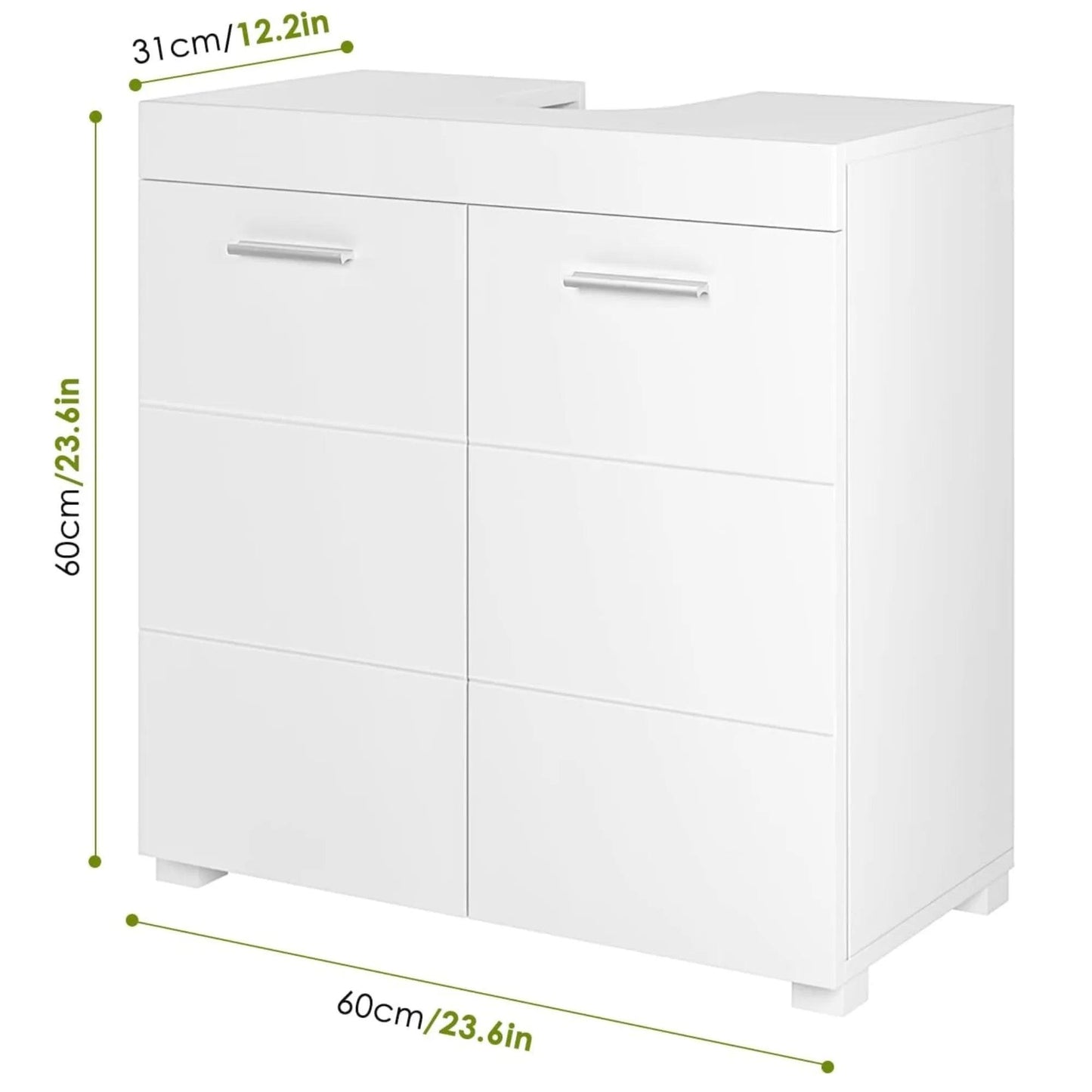 Getone washbasin Under wardrobe wardrobe White Bathroom wardrobe For bathroom, With 2 Doors 2 Trays, White, 60x31x60cm - Buy Cheaply Furniture