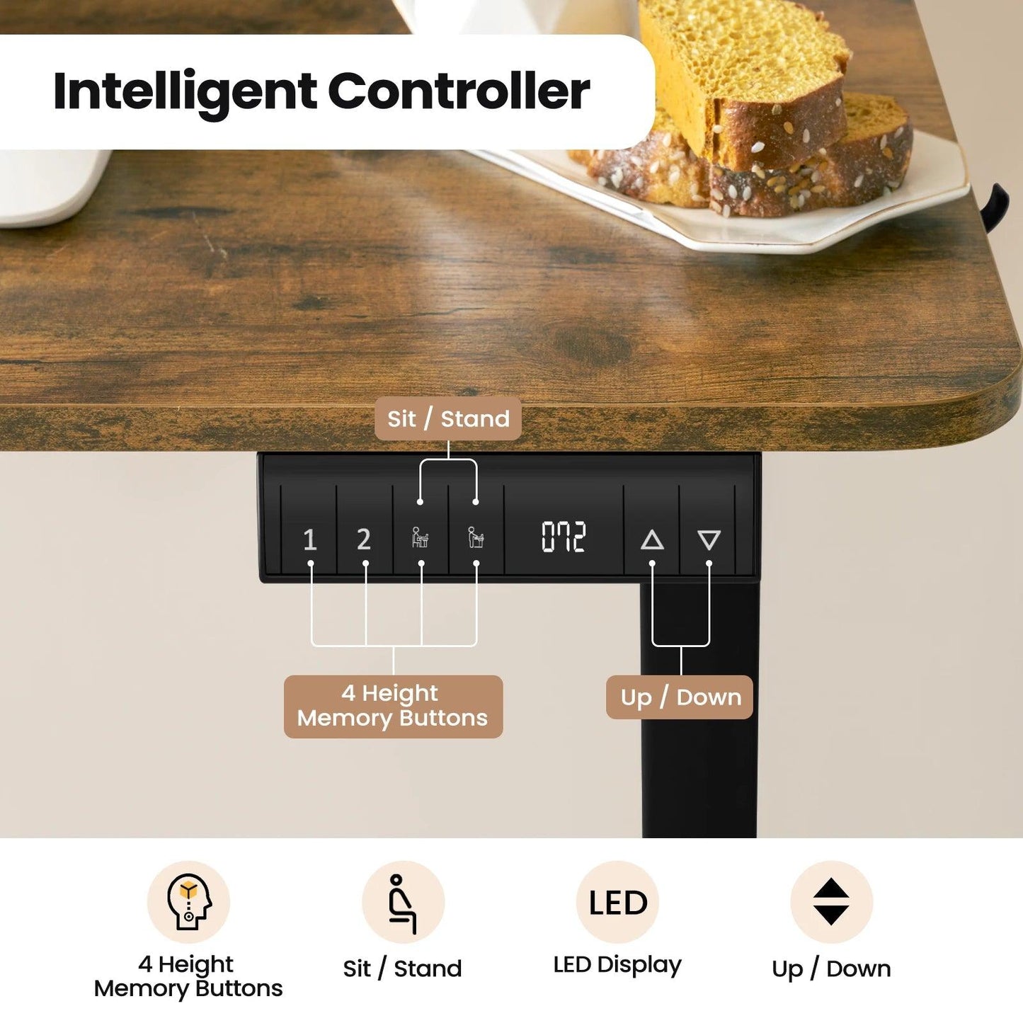 Electric L-shaped Sit Stand Desk Corner Table 140x120cm Height Adjustable Computer Desk with 4 Memory Controls Monitor Stand - Buy Cheaply Furniture