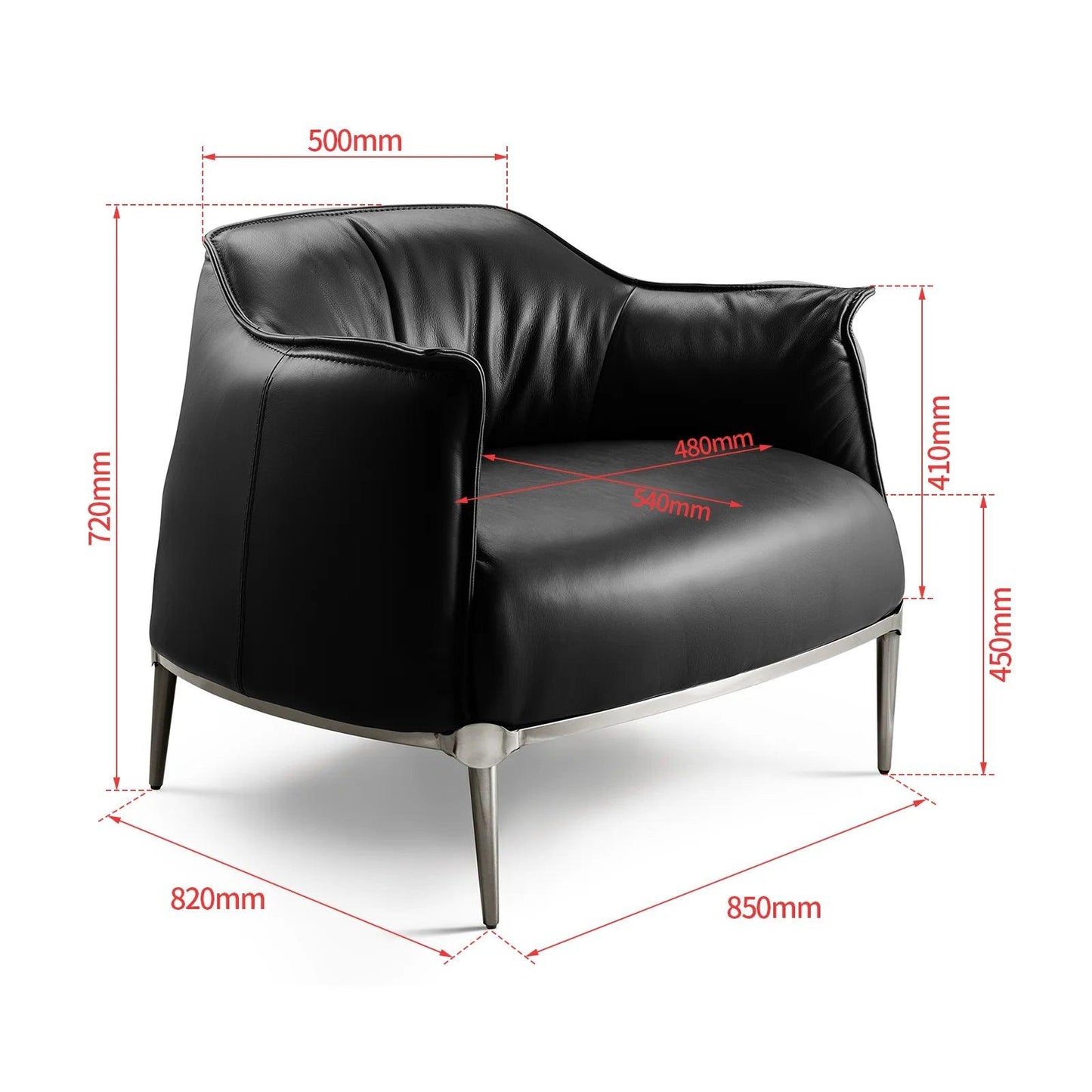 Armchair Genuine Leather Accent Chair Living Room Chair with Carbon Steel Feet Single Sofa Chair for Office Waiting Room Cafe - Buy Cheaply Furniture