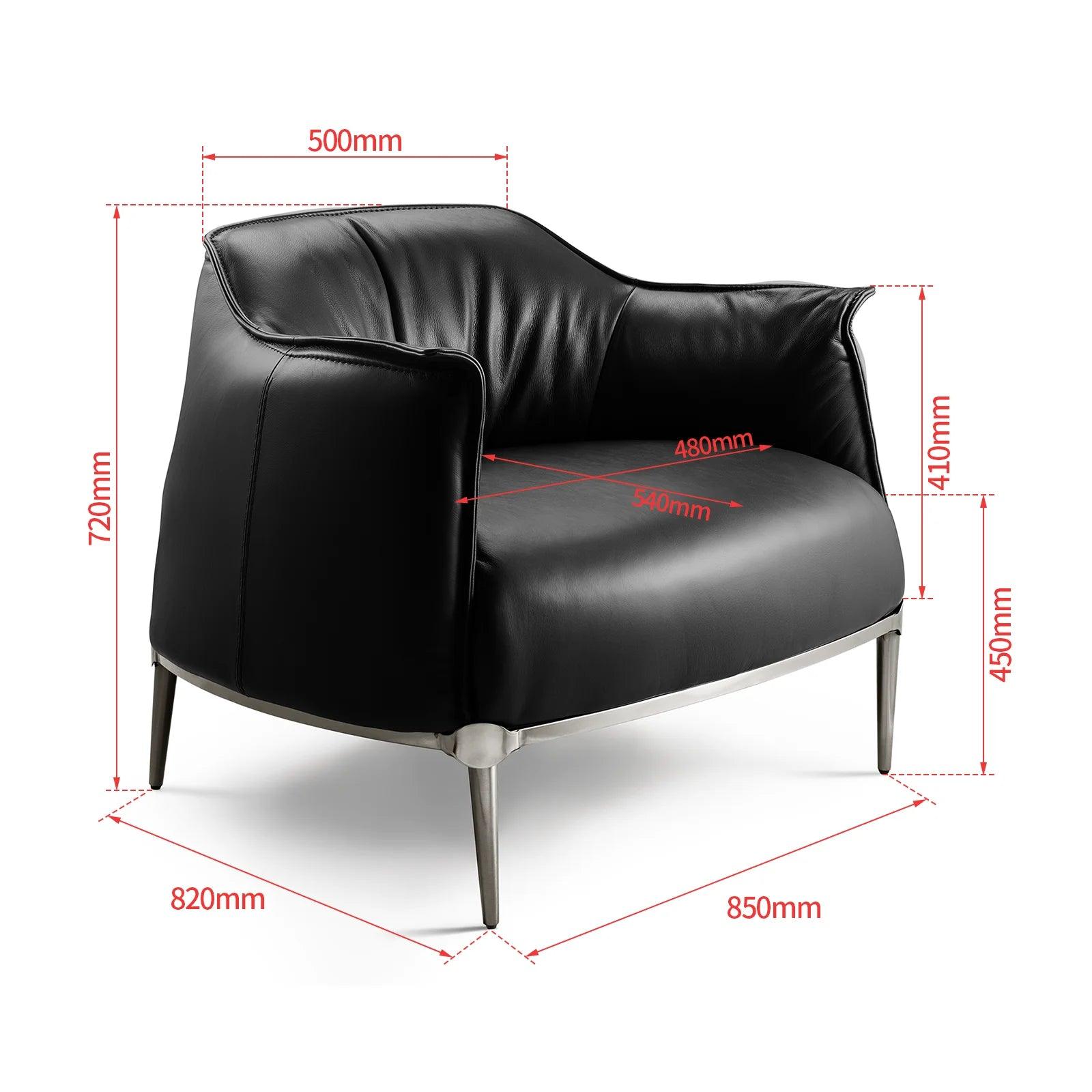 Armchair Genuine Leather Accent Chair Living Room Chair with Carbon Steel Feet Single Sofa Chair for Office Waiting Room Cafe - Buy Cheaply Furniture