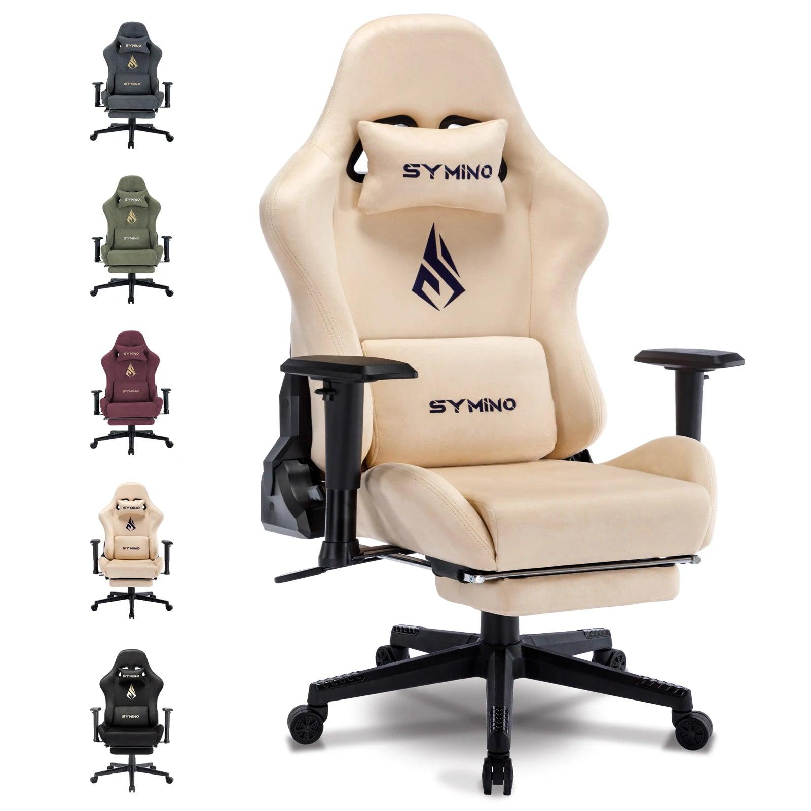 Symino Gaming Chair, Ergonomic Gamer Chair with Footrest, Breathable PC Chair with Adjustable Lumbar Cushion, Headrest Cushion - Buy Cheaply Furniture