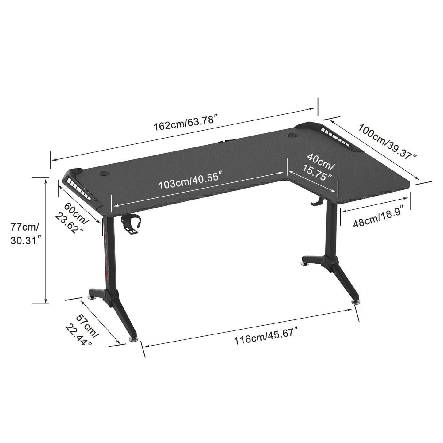 Large Standing Desk L Shaped, 60 Inch Gaming Desk, Rising Sit Stand Up Corner Desk with RGB LED Lights for Computer Home Office - Buy Cheaply Furniture