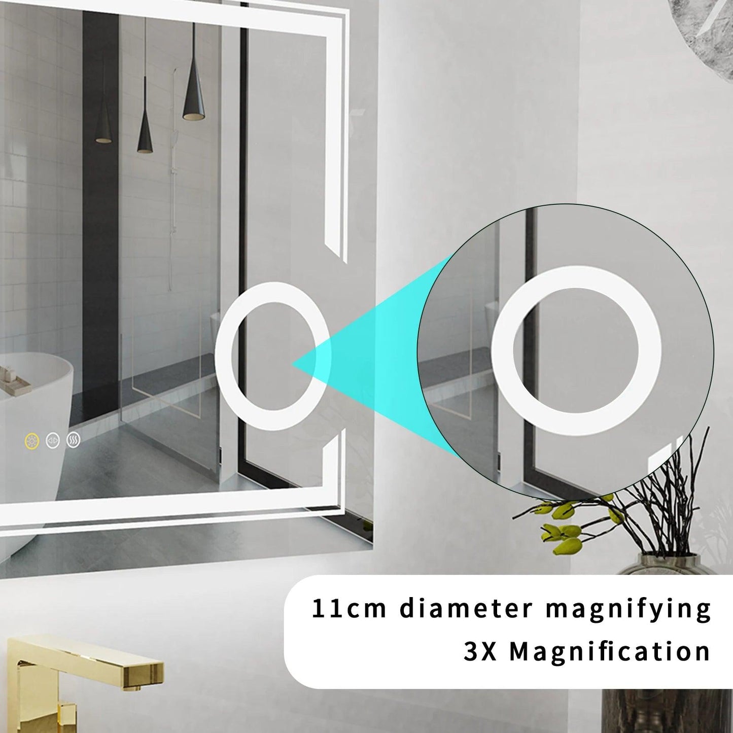 LUVODI LED Mirror Bathroom Wall Mounted 3 Magnifying Mirror for Washroom Toliet Shower Vanity Makeup Shaving Mirrors - Buy Cheaply Furniture