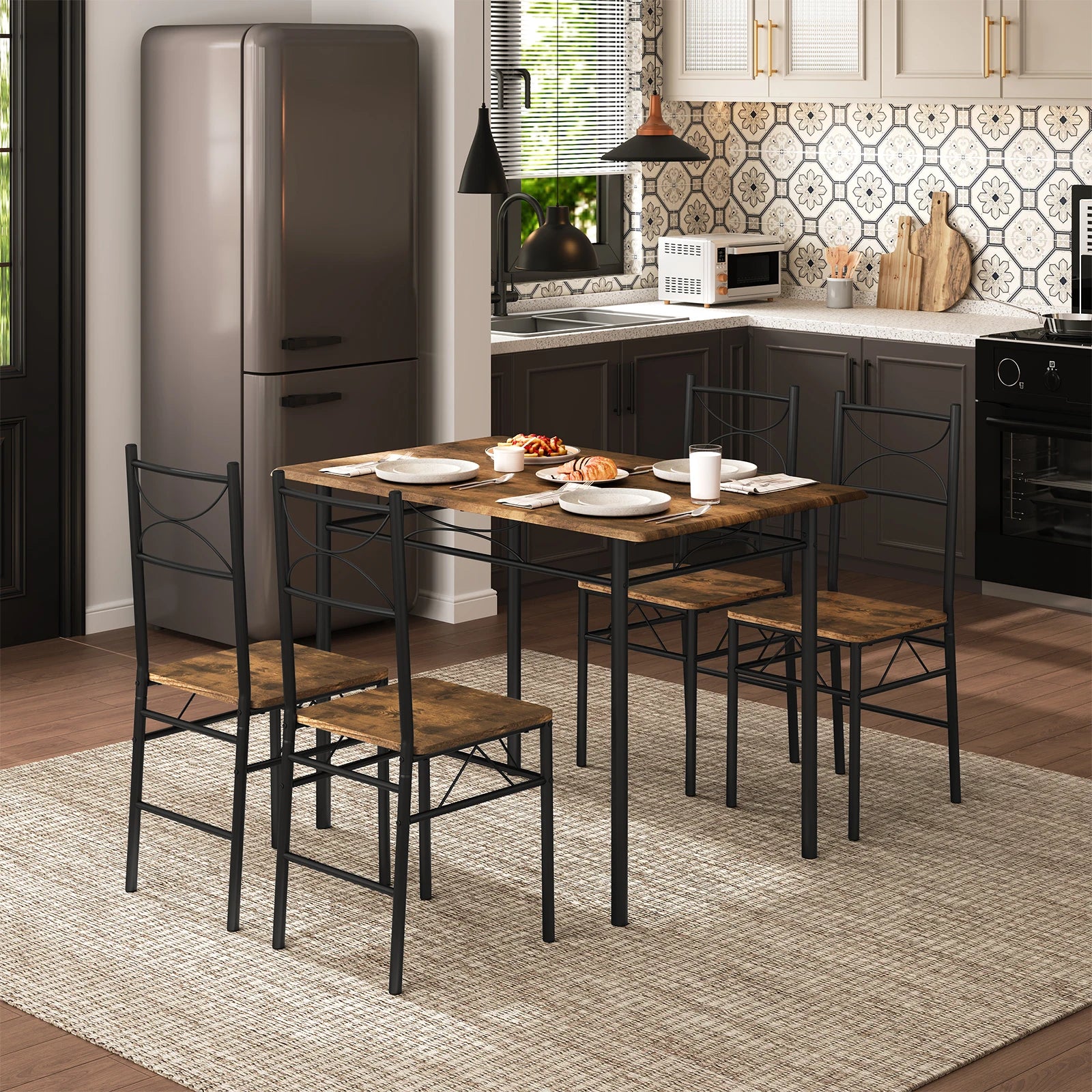 WOLTU Dining Table with 4 Chairs Dining Set for 4 Seat Metal Frame Kitchen Table Rectangular Dining Table Dining Room Furniture - Buy Cheaply Furniture