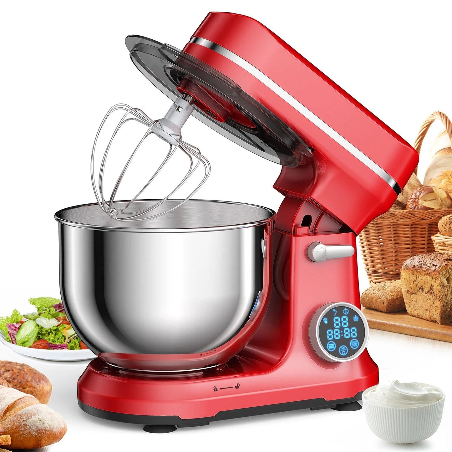 BioloMix Kitchen Food Stand Mixer, 1200W 11-Speeds DC Motor, Digital OLED Screen, Electric Food Mixer with Dough Hook, Whisk - Buy Cheaply Furniture