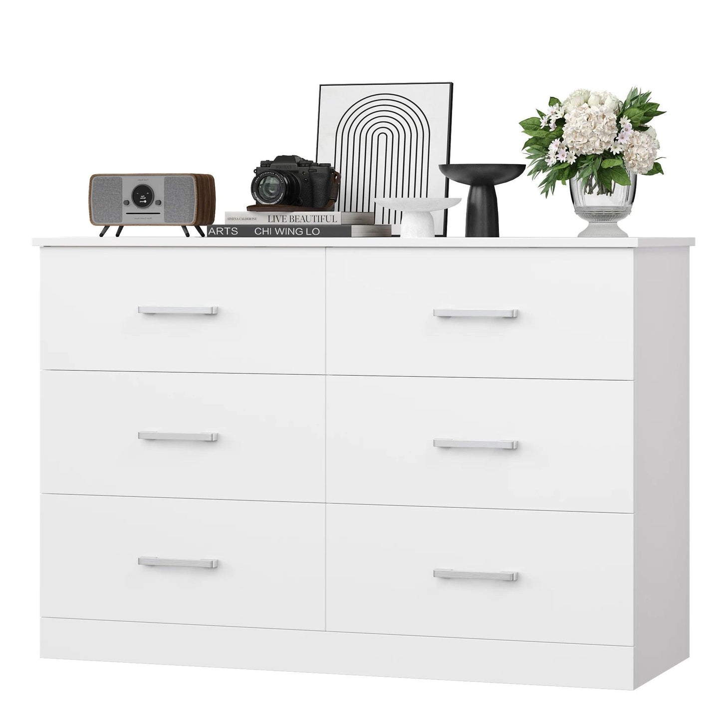 Getone Bedroom Chest of Drawers White Storage Cabinet for Bedroom Sideboard Dresser Wooden 108x73x40cm - Buy Cheaply Furniture