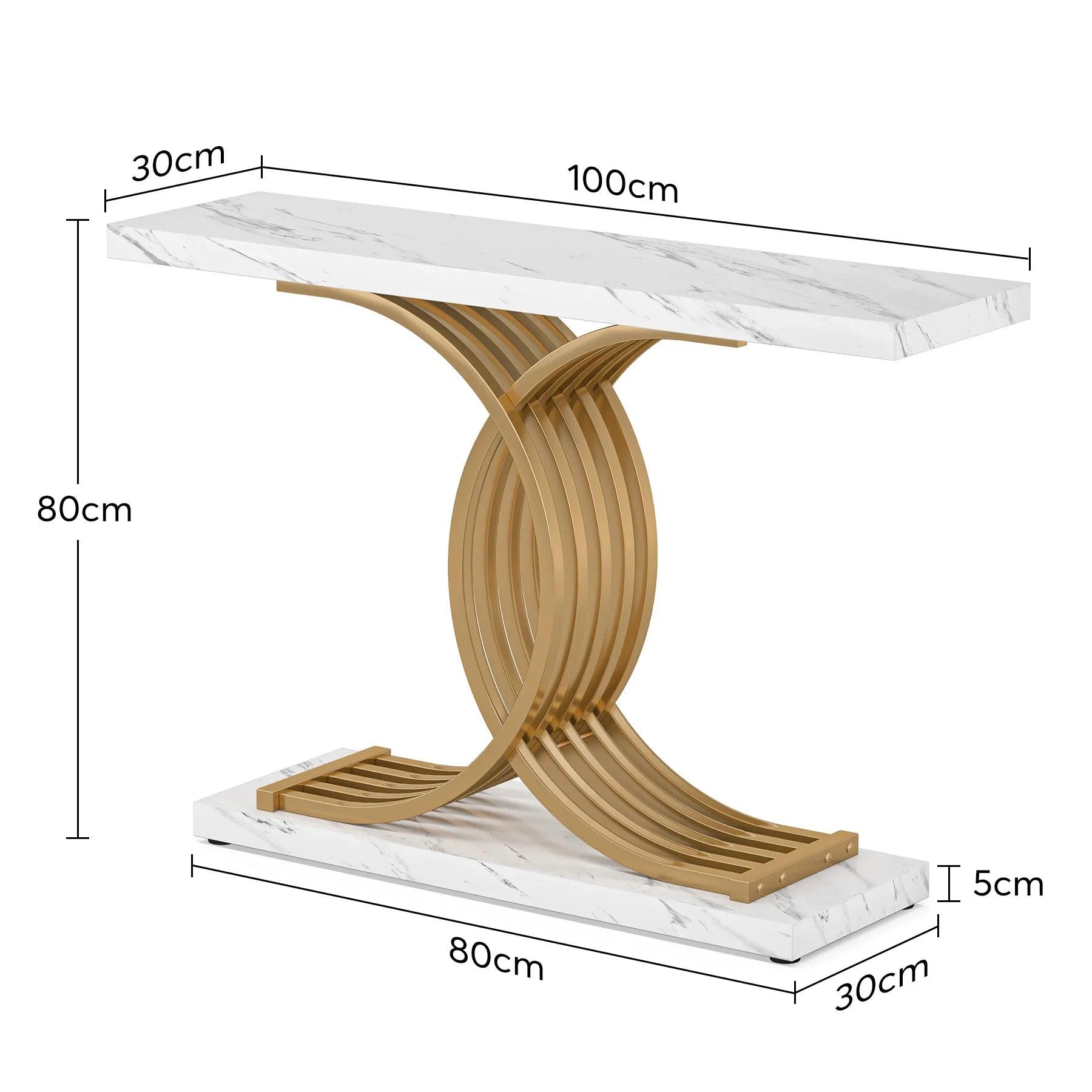 Tribesigns Gold Entryway Table, Modern 39-Inch Console Faux Marble Narrow Wood Sofa with Geometric Metal Legs - Buy Cheaply Furniture