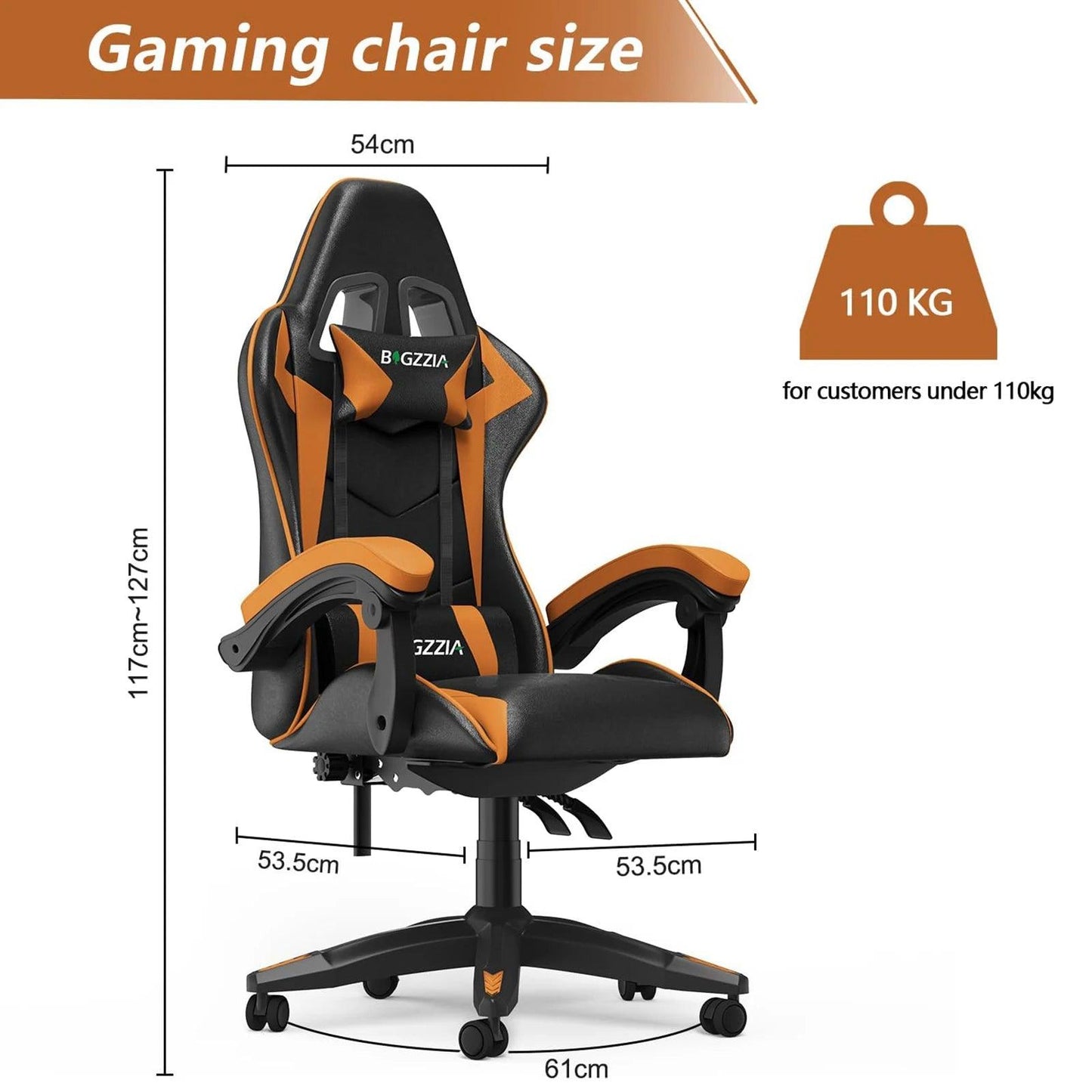 Bigzzia Ergonomic Gaming Chair Gamer Chairs with Lumbar Cushion Headrest, Height-Adjustable Computer Office Chair for Home - Buy Cheaply Furniture