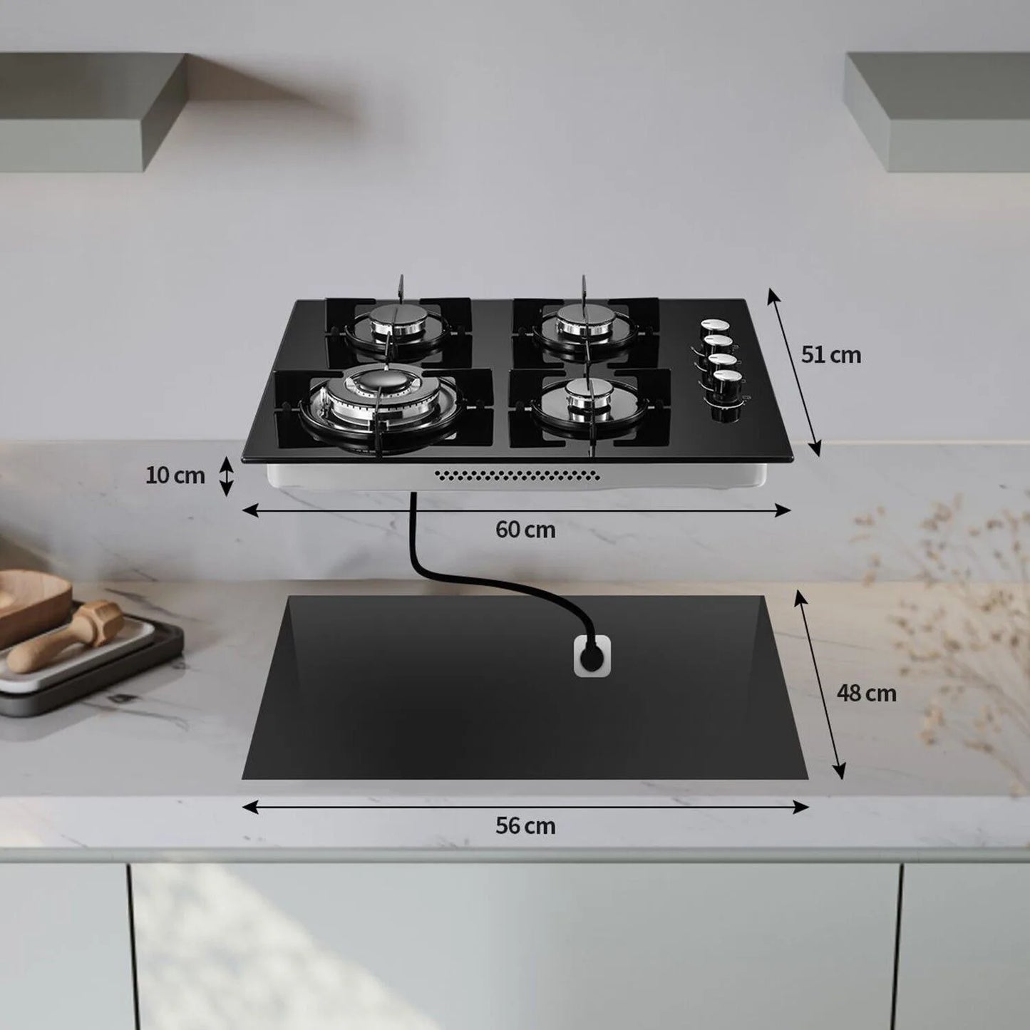 TopStrong 4 burner 60cm glass ceramic built-in stove natural gas propane gas hob - Buy Cheaply Furniture