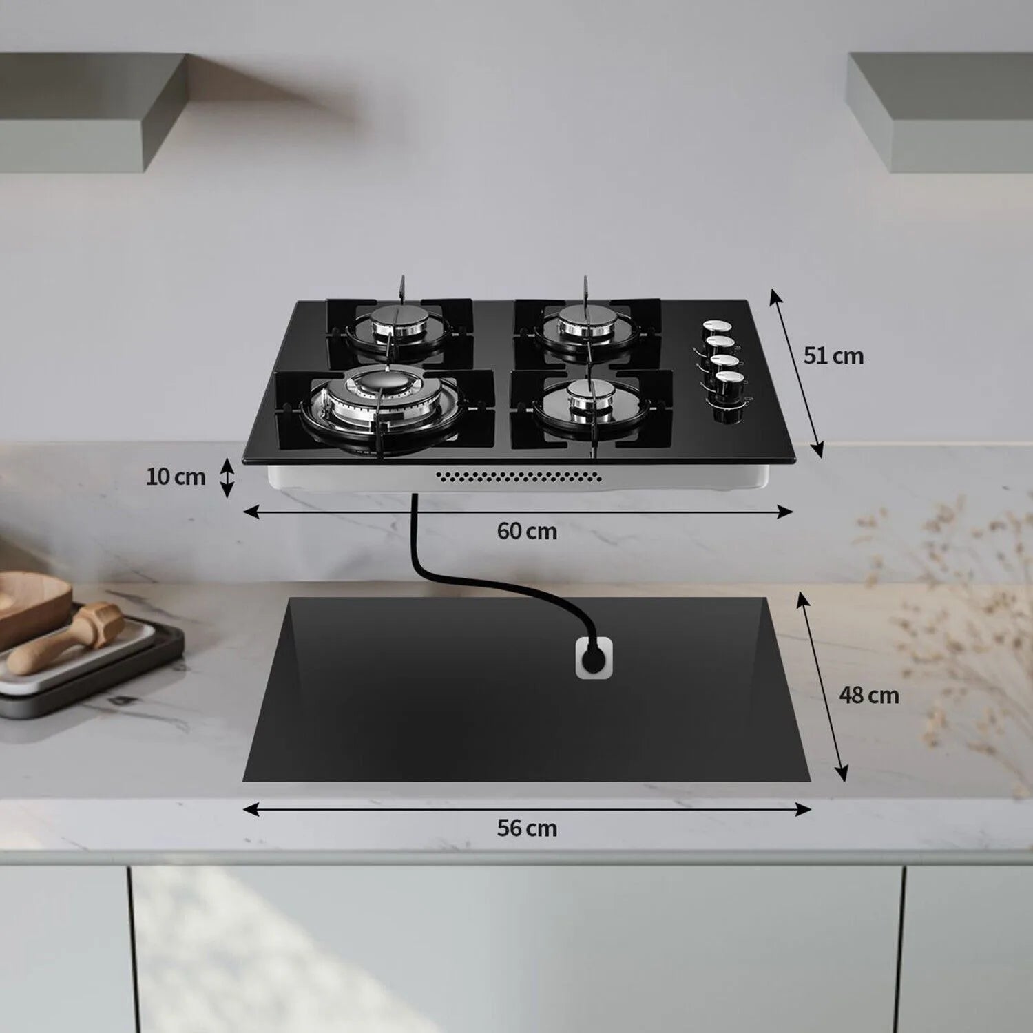 TopStrong 4 burner 60cm glass ceramic built-in stove natural gas propane gas hob - Buy Cheaply Furniture